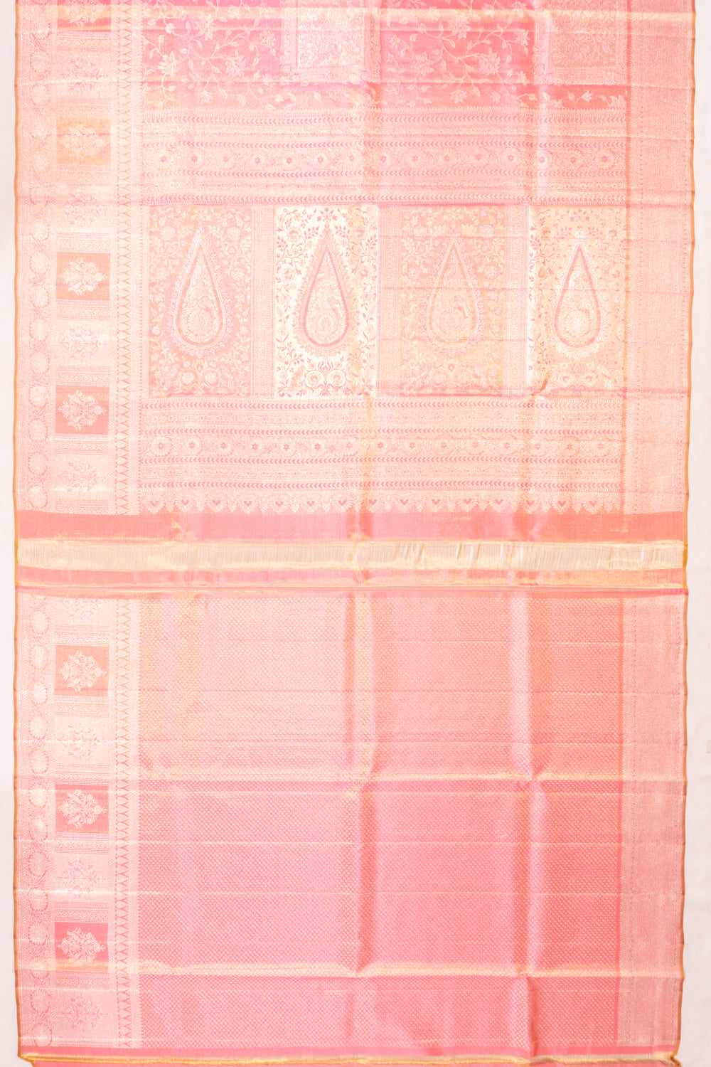 Kanchipuram Silk Tissue Brocade Pink Saree