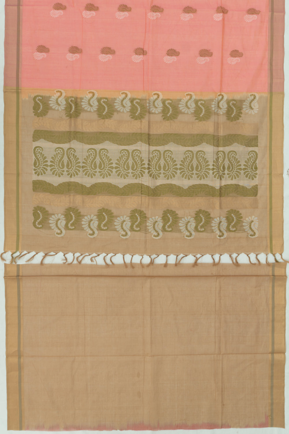 Chettinad Cotton Butta Dual Tone Pink And Orange Saree