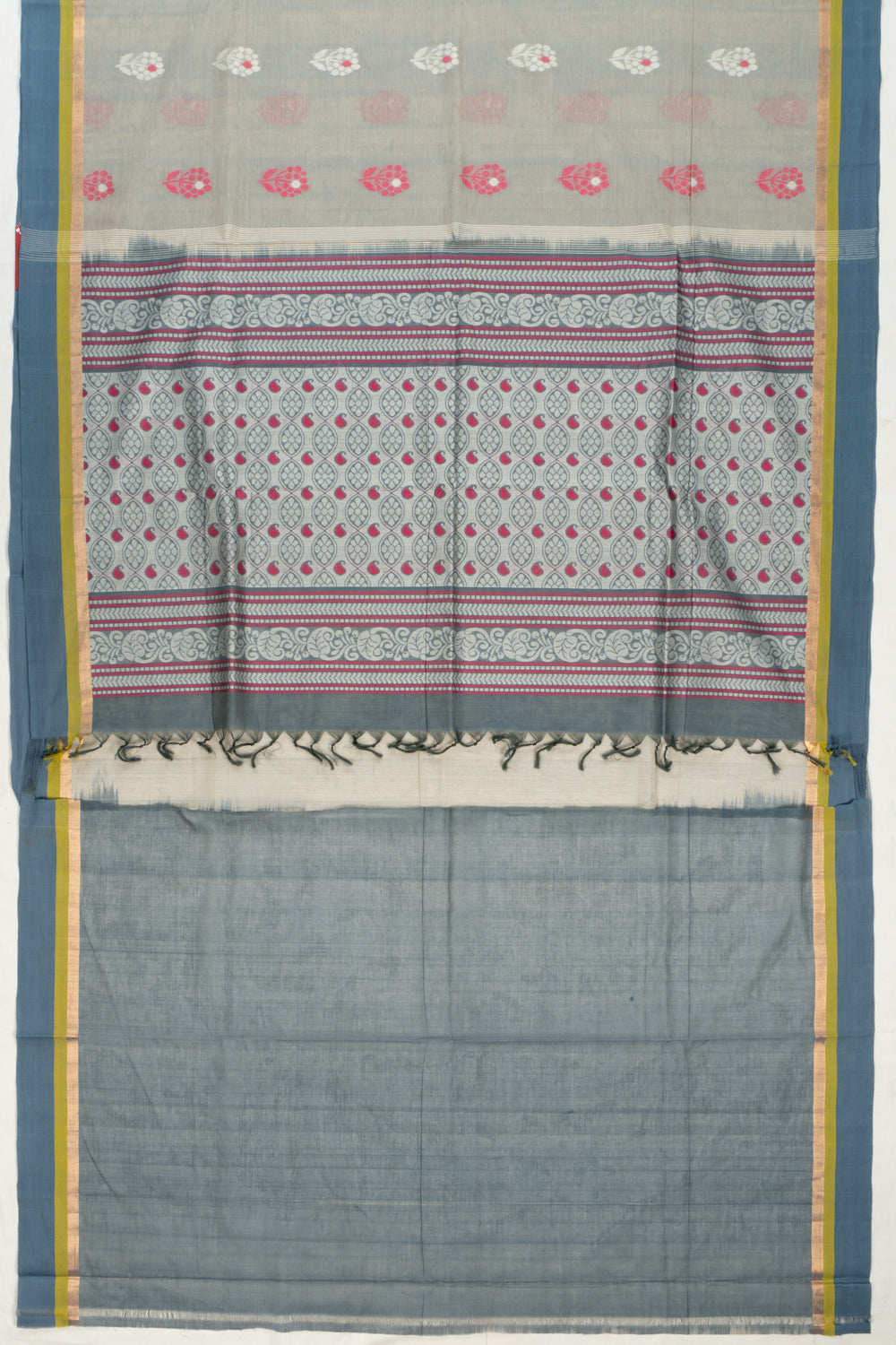 Handspun Cotton Butta Pastel Grey Saree