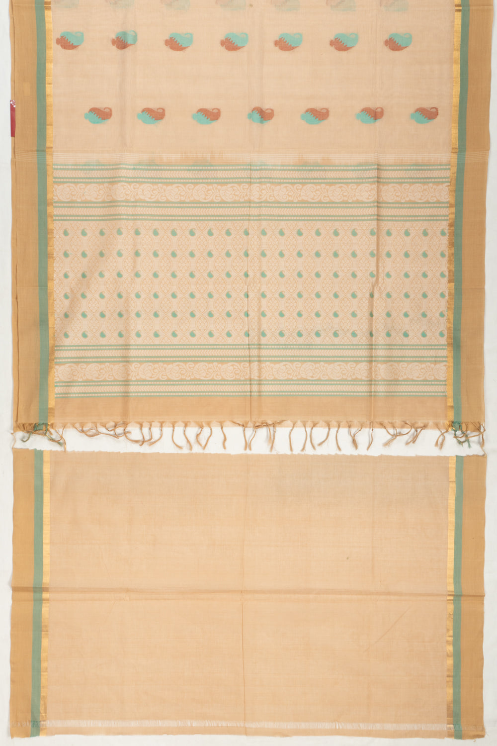 Handspun Cotton Butta Pastel Peach Saree