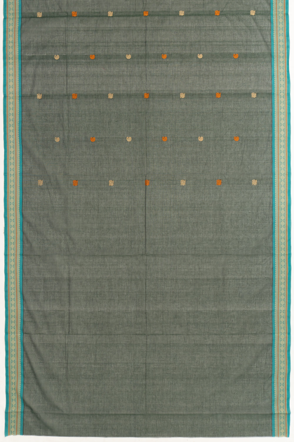 Chettinad Cotton Butta Bottle Green Saree