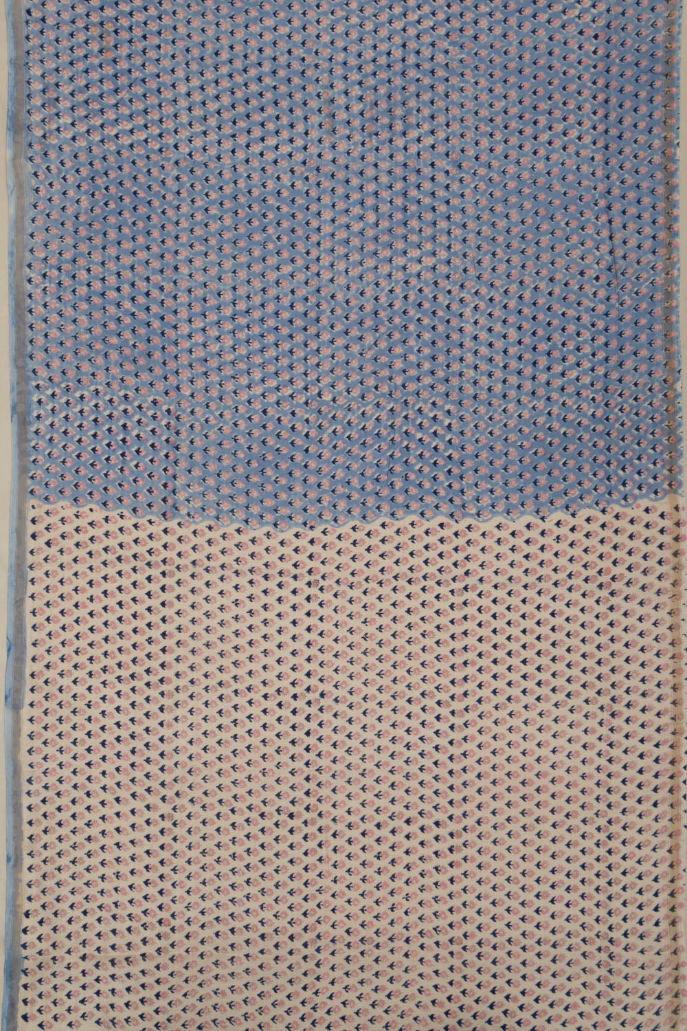 Chanderi Cotton Floral Printed Blue Saree