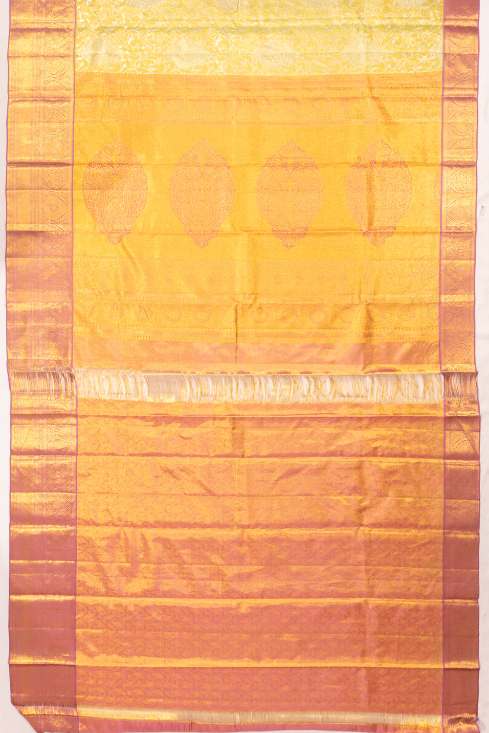 Taranga Kanchi Silk Tissue Jaal Yellow Saree