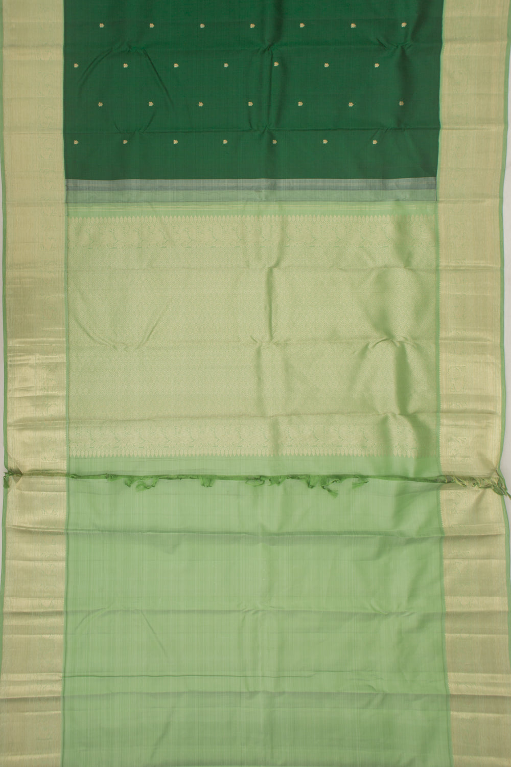 Kanchipuram Silk Butta Bottle Green Saree