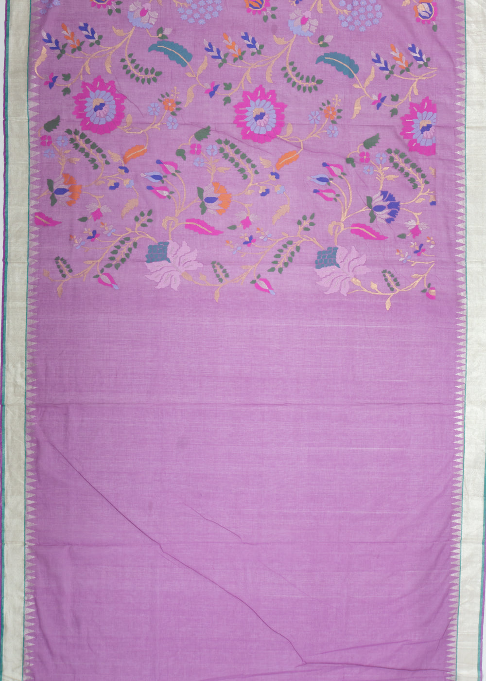 Ponduru Handspun Cotton All Over Jamdani Lavender Saree