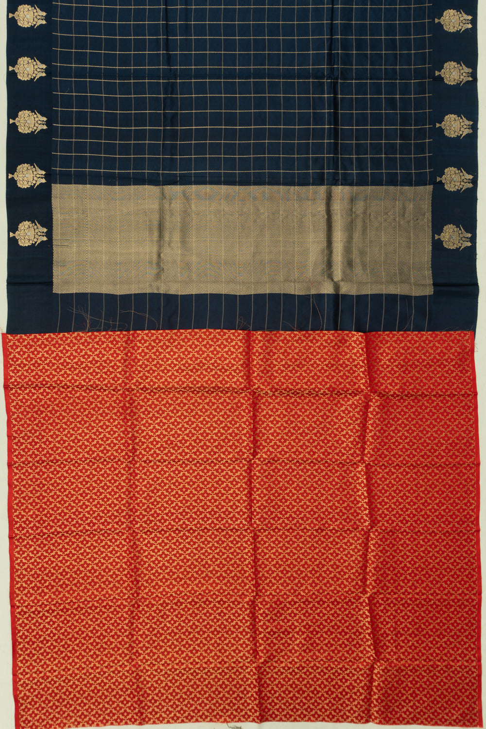 Banarasi Katan Silk Checks Black Saree