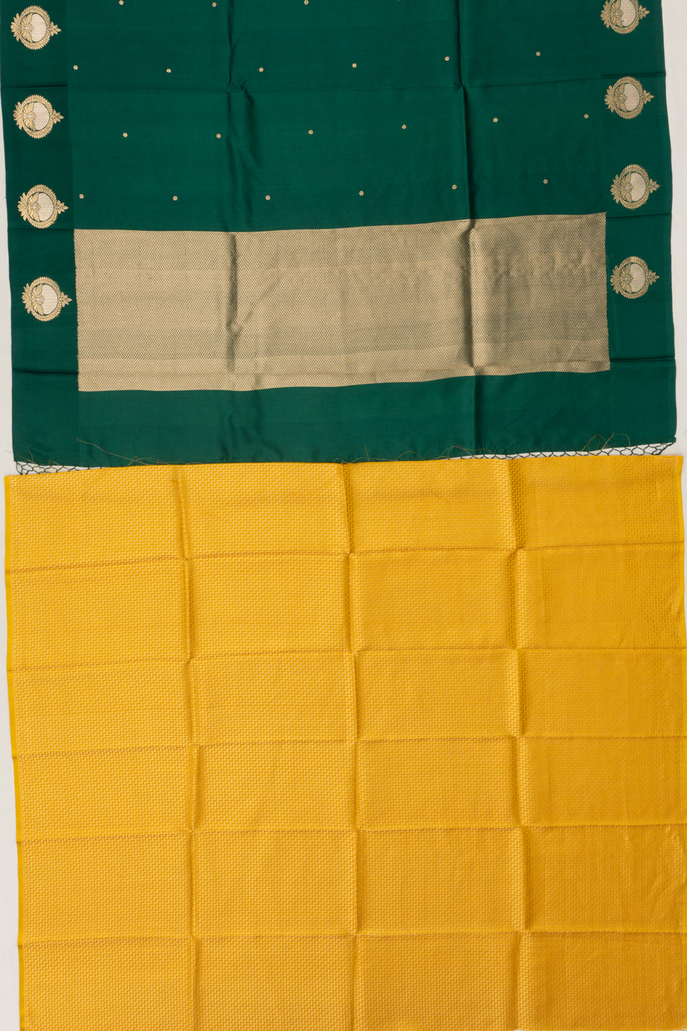 Banarasi Katan Silk Butta Bottle Green Saree
