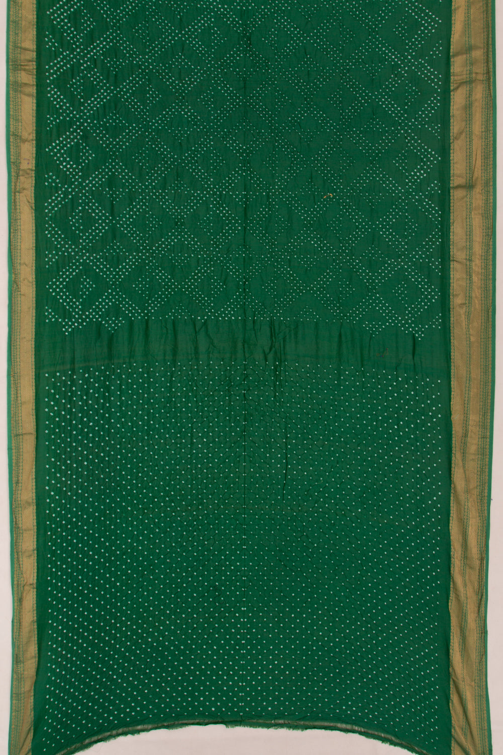 Chiniya Silk Bandhani Bottle Green Saree