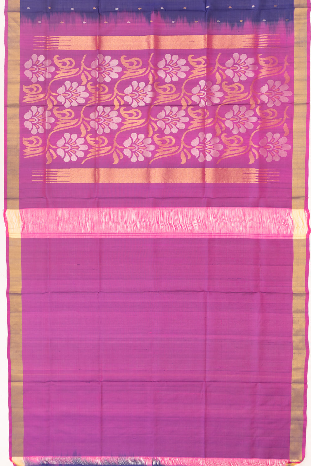 Uppada Silk Butta Blue Saree With Jamdani Pallu