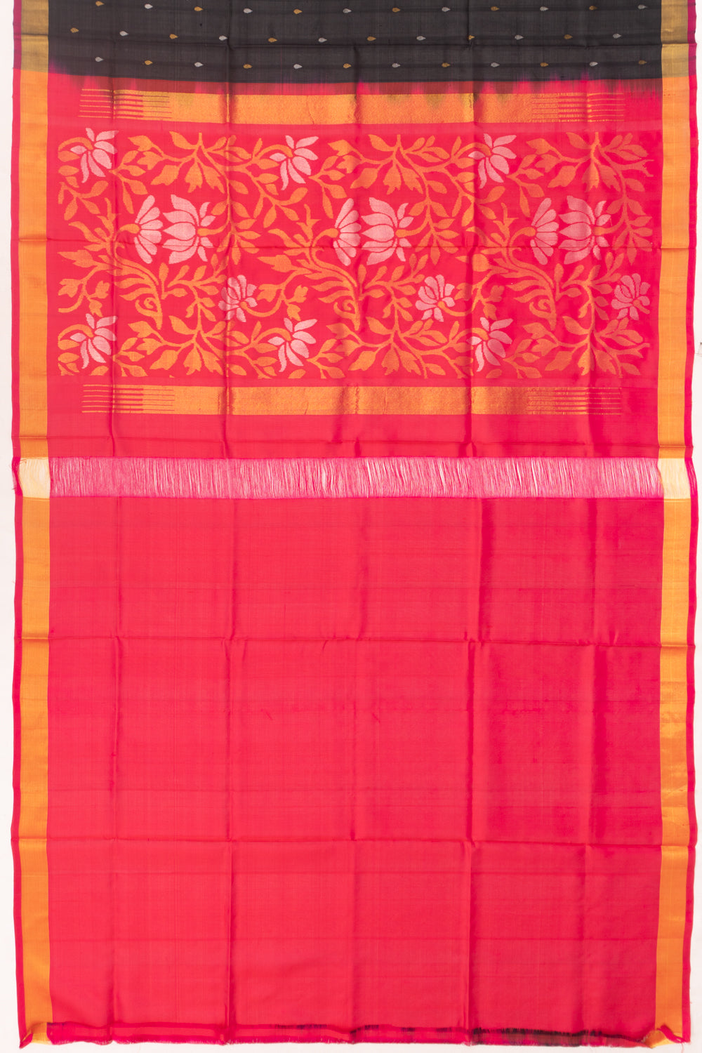 Uppada Silk Butta Black Saree With Jamdani Pallu