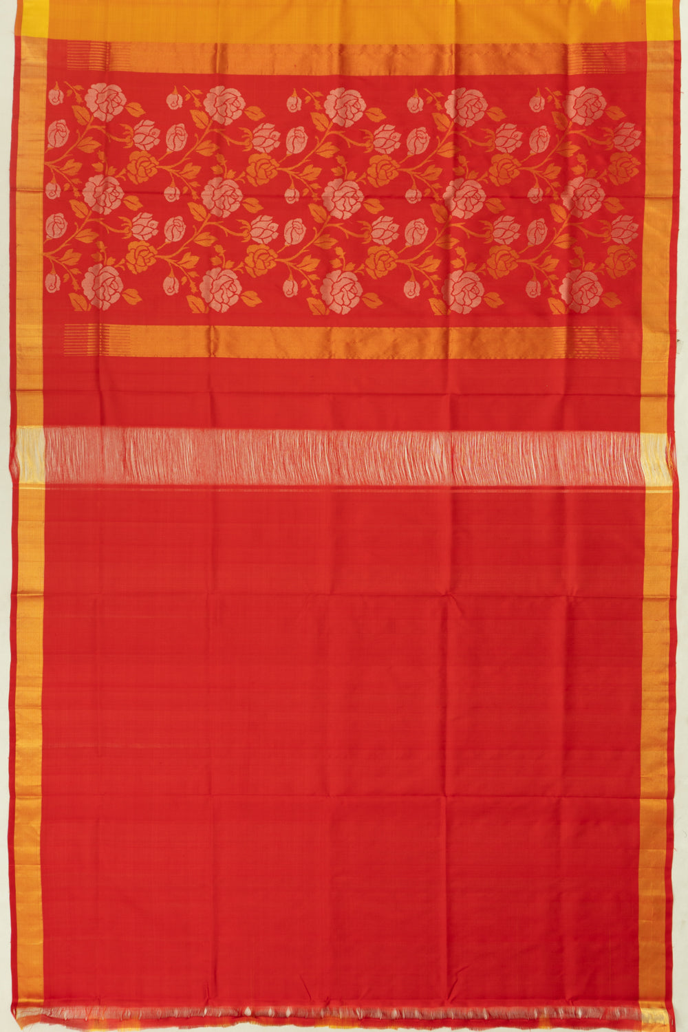 Uppada Silk Butta Yellow Saree With Jamdani Pallu