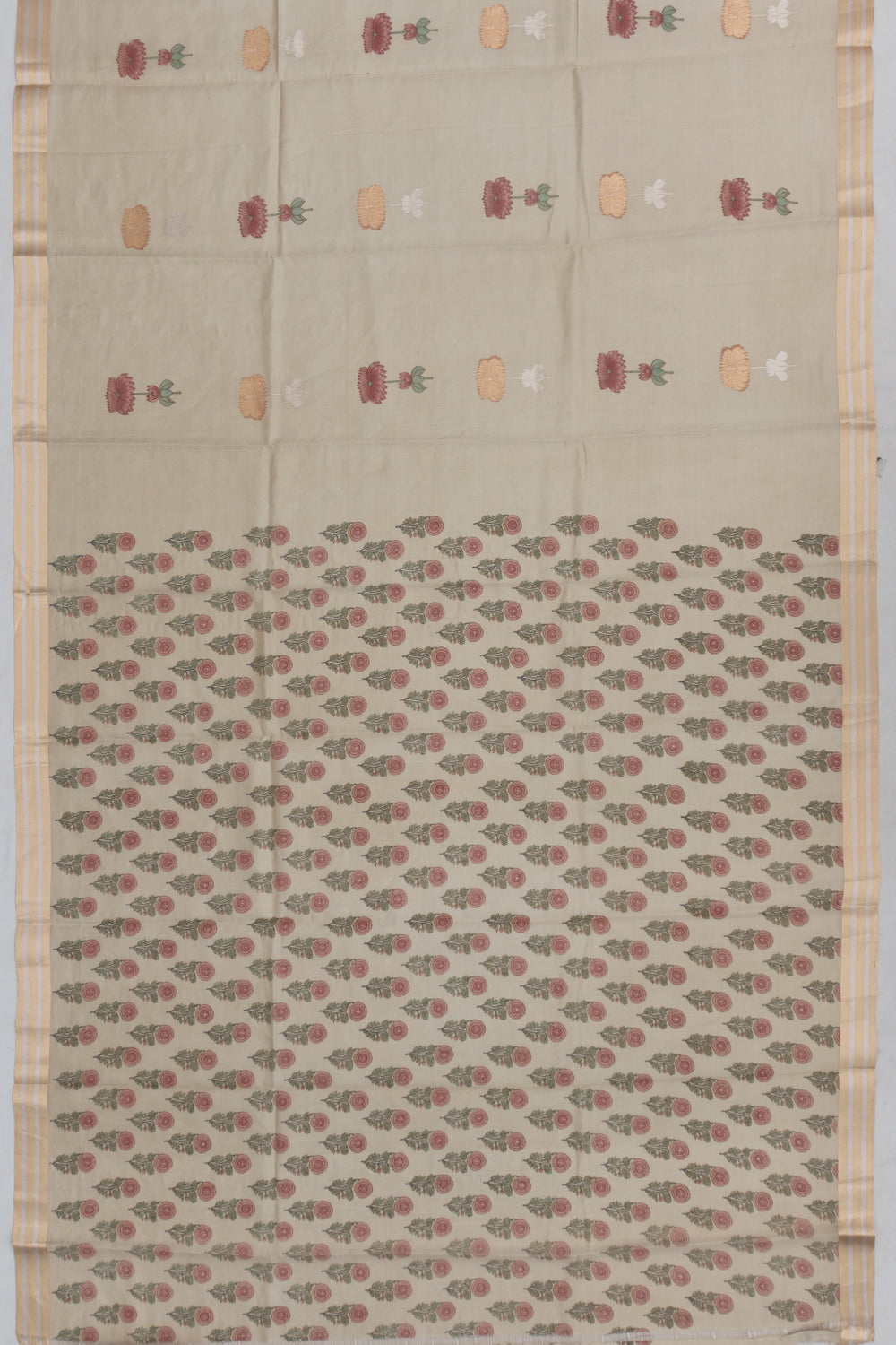 Banarasi Katan Silk Tissue Butta Grey Saree