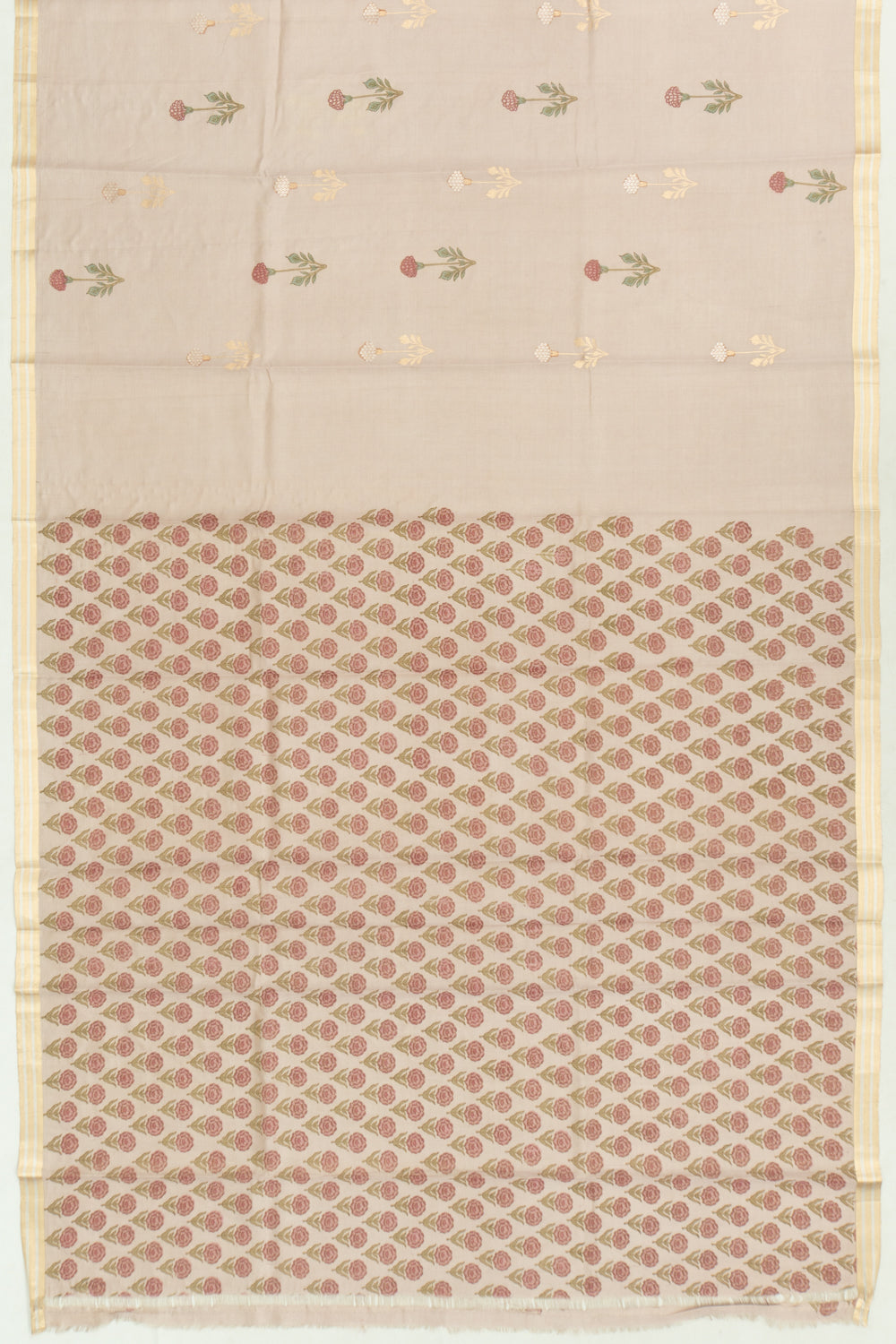 Banarasi Katan Silk Tissue Butta Cream Saree