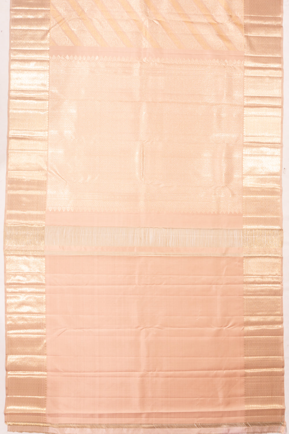 Kanchipuram Silk Tissue Brocade Peach Saree