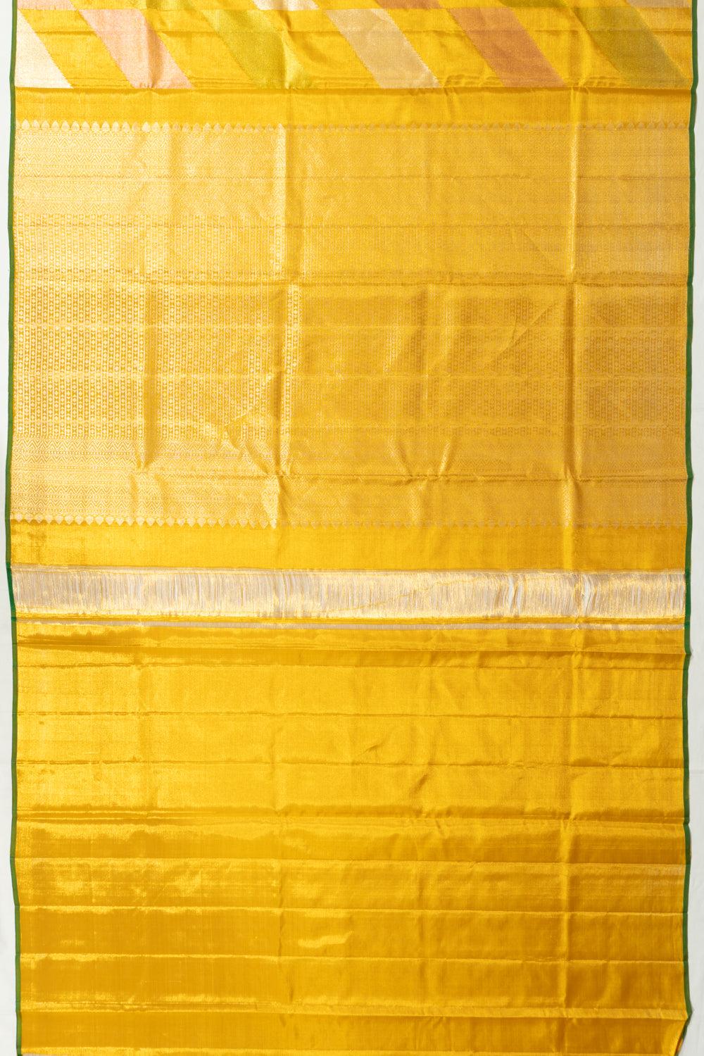 Kanchipuram Silk Tissue Geometrical Brocade Gold Saree