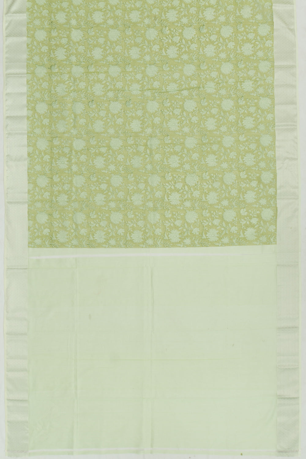 Chanderi Cotton Floral Printed Green Saree