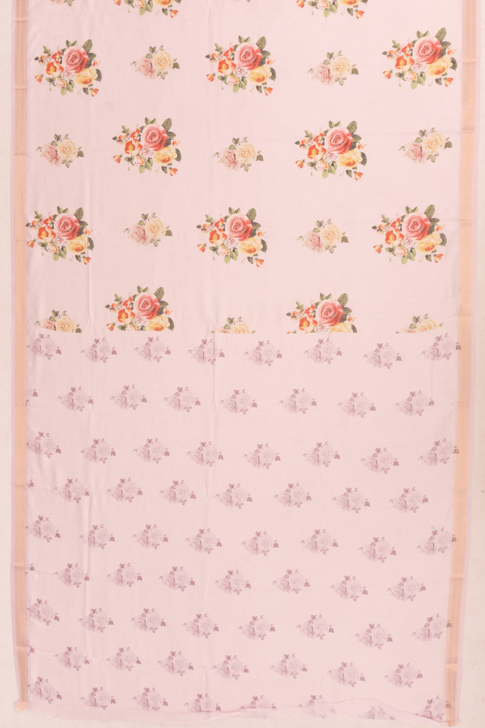 Chanderi Cotton Floral Printed Peach Saree