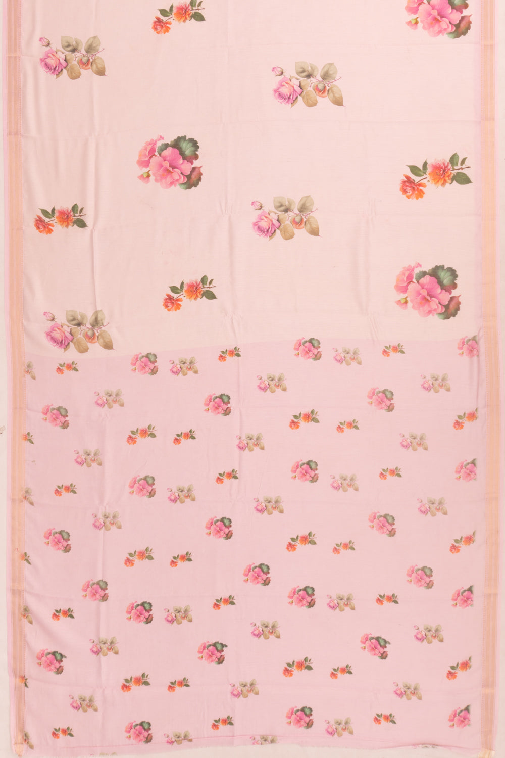 Chanderi Cotton Floral Printed Butta Peach Saree