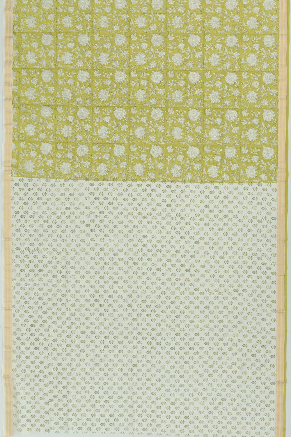 Chanderi Cotton Floral Printed Green Saree