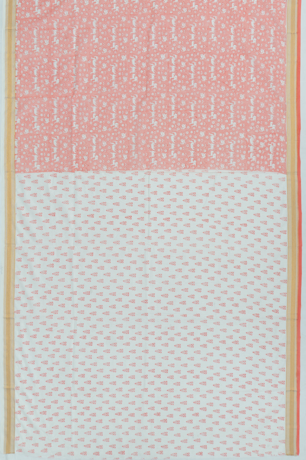 Chanderi Cotton Printed Orange Saree