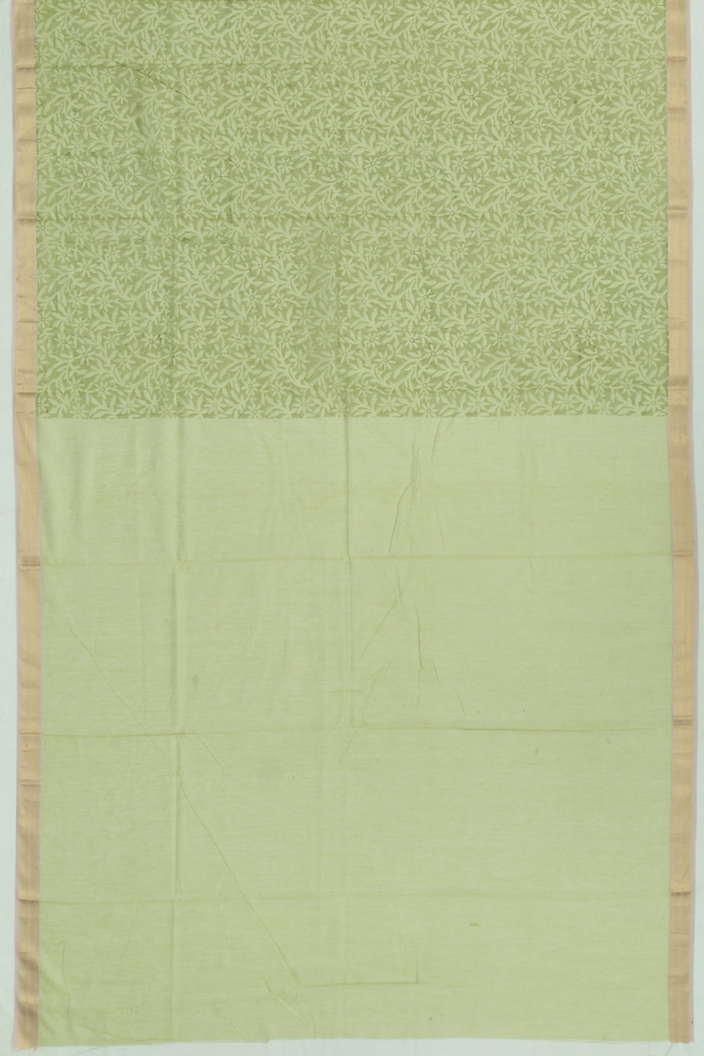 Chanderi Cotton Floral Printed Green Saree
