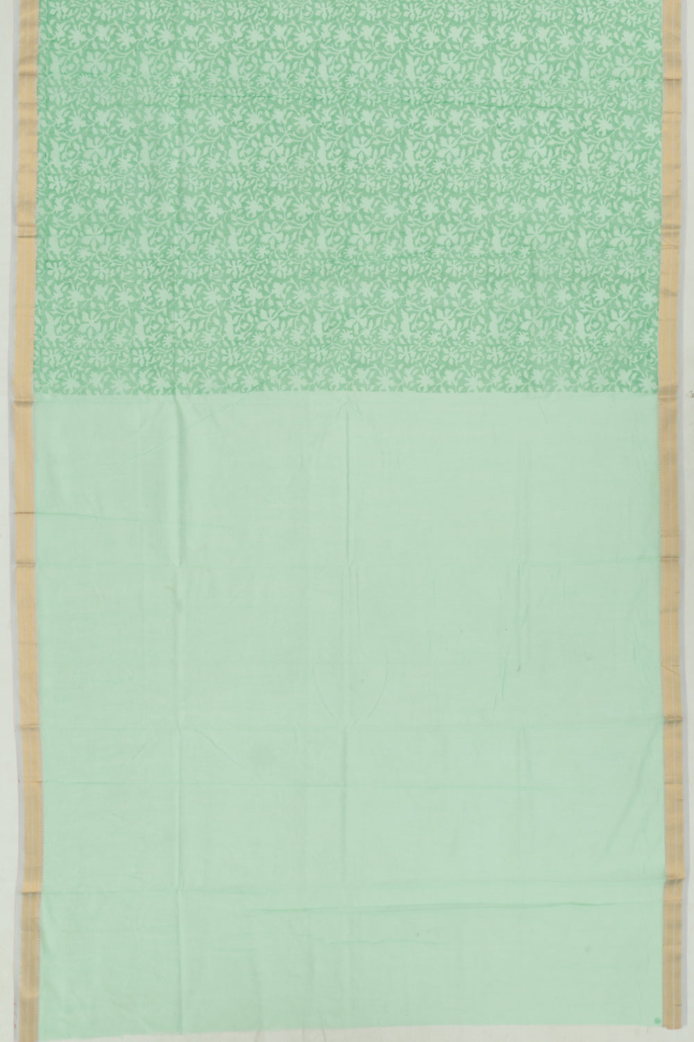 Chanderi Cotton Floral Printed Green Saree