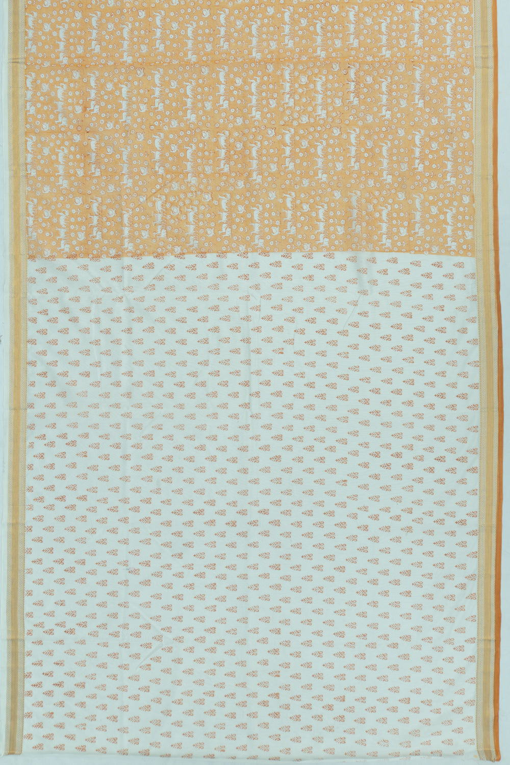 Chanderi Cotton Printed Mustard Yellow Saree