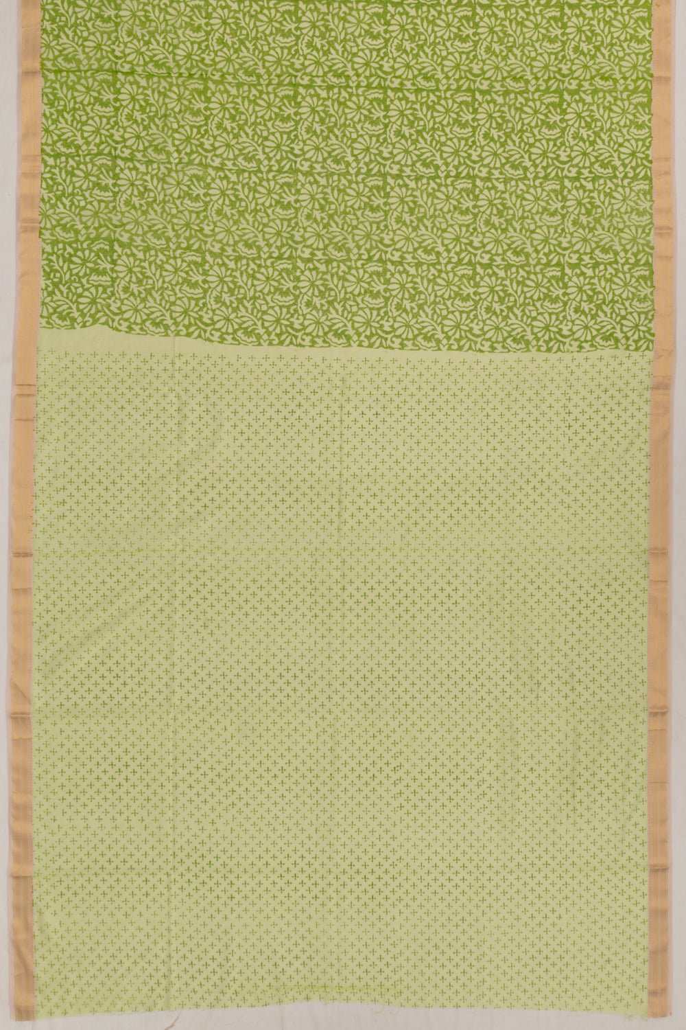 Chanderi Cotton Floral Printed Green Saree