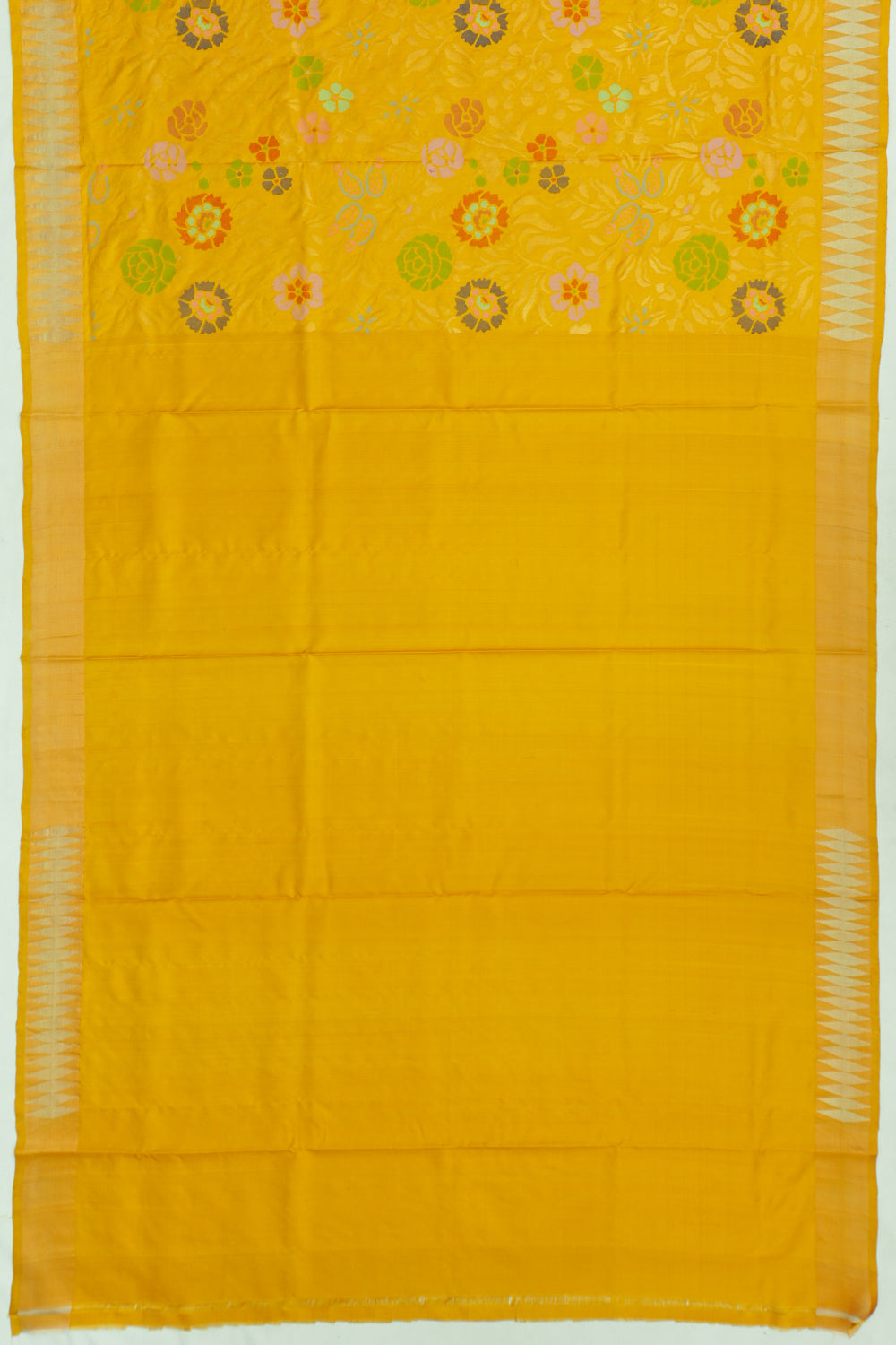 Uppada Silk All Over Jamdani Mustard Yellow Saree