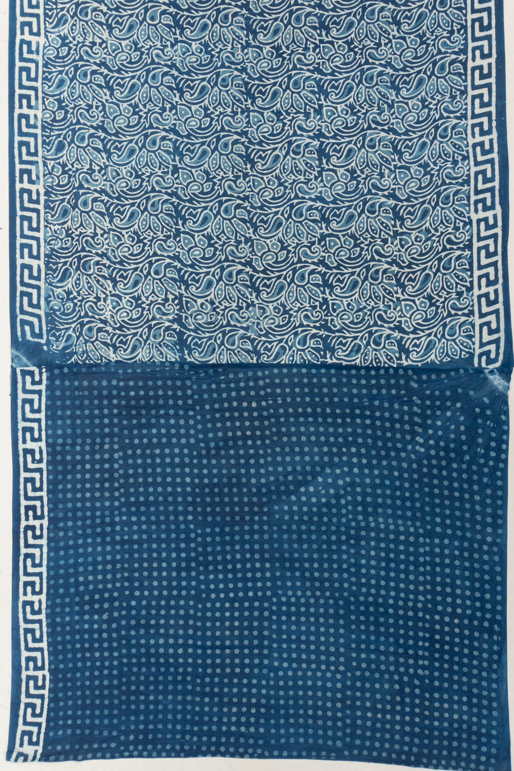 Chanderi Cotton Batik Printed Indigo Blue Saree