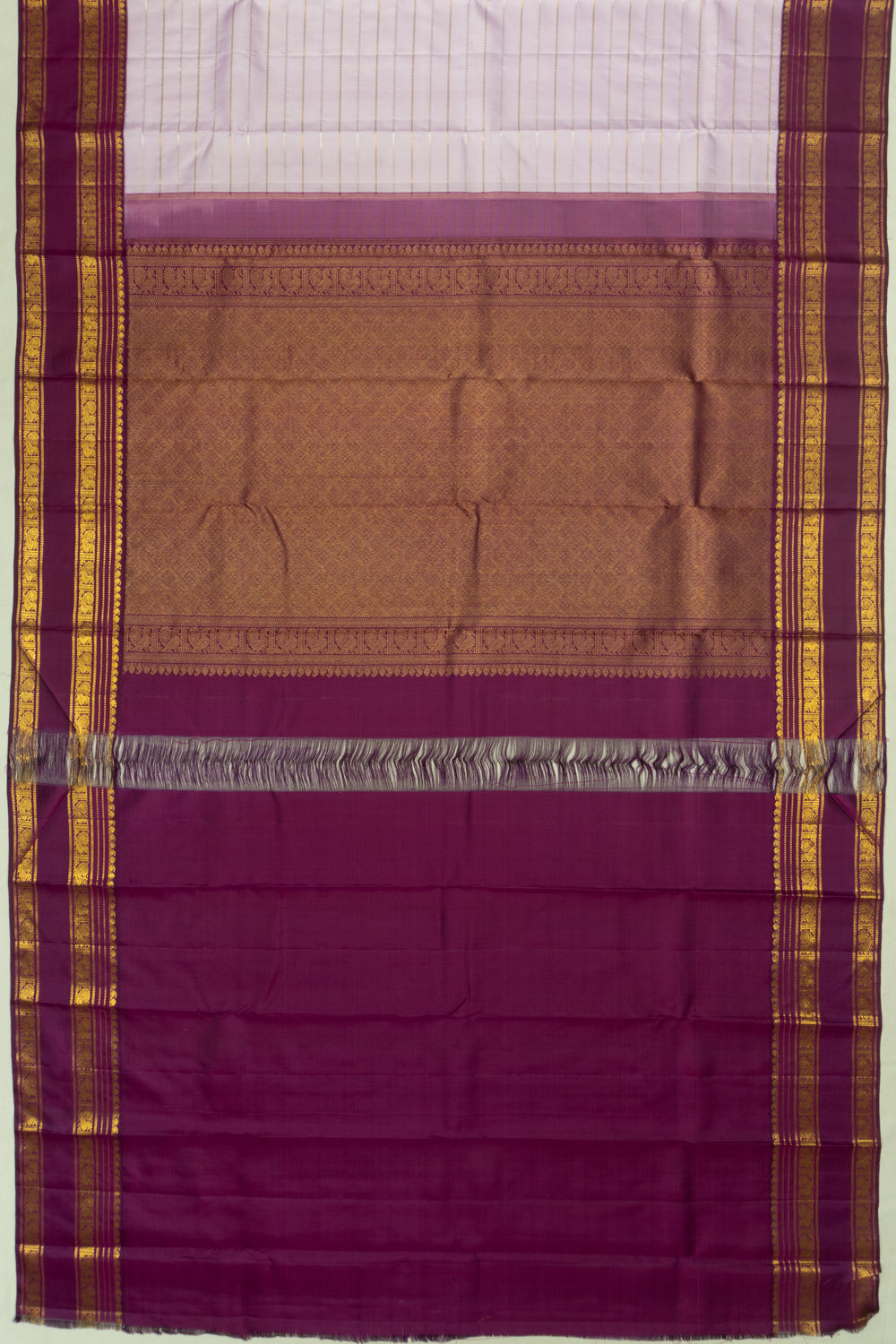 Kanchipuram Silk Horizontal Lines Lavender Saree