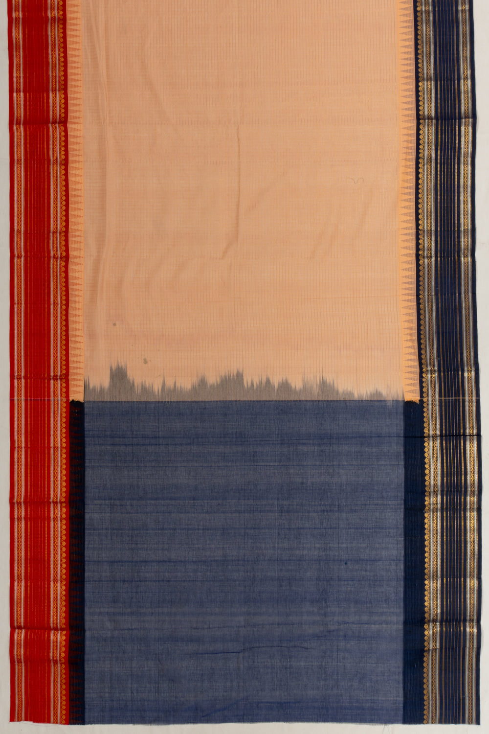 Chettinad Cotton Checks Pastel Orange Saree