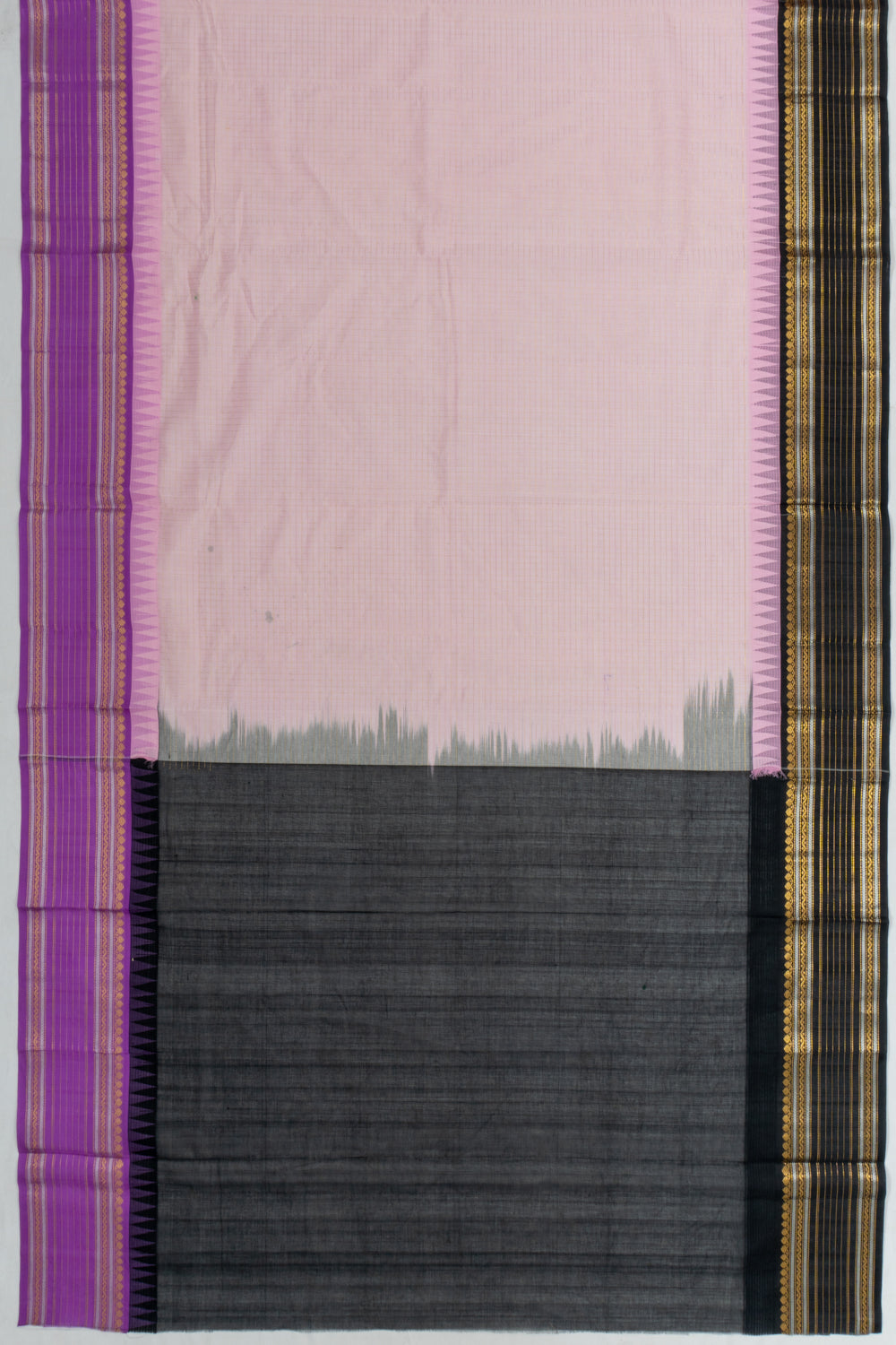 Chettinad Cotton Checks Baby Pink Saree