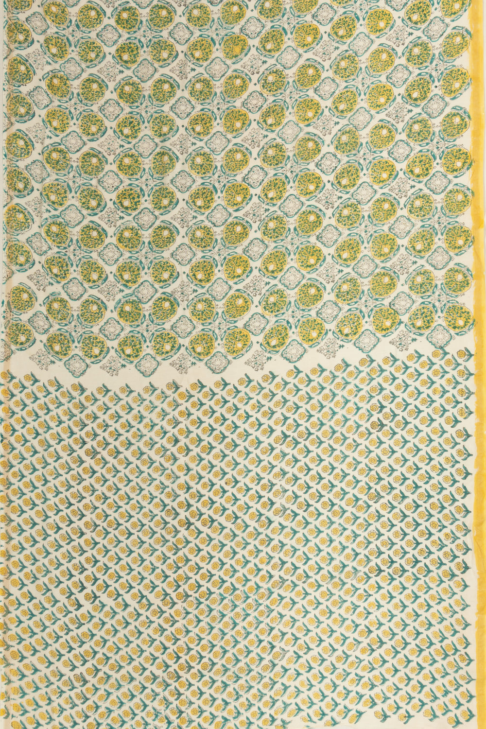 Chanderi Cotton Printed White Saree