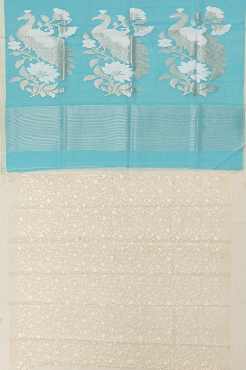 Organza Butta Sky Blue Saree