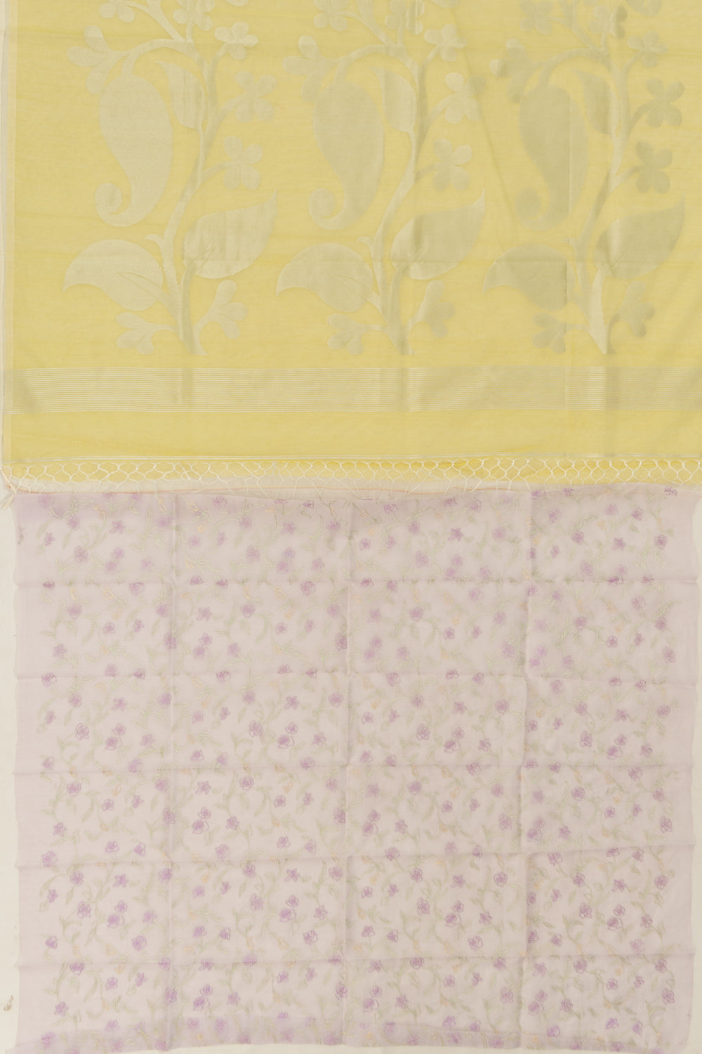 Organza Butta Lemon Yellow Saree