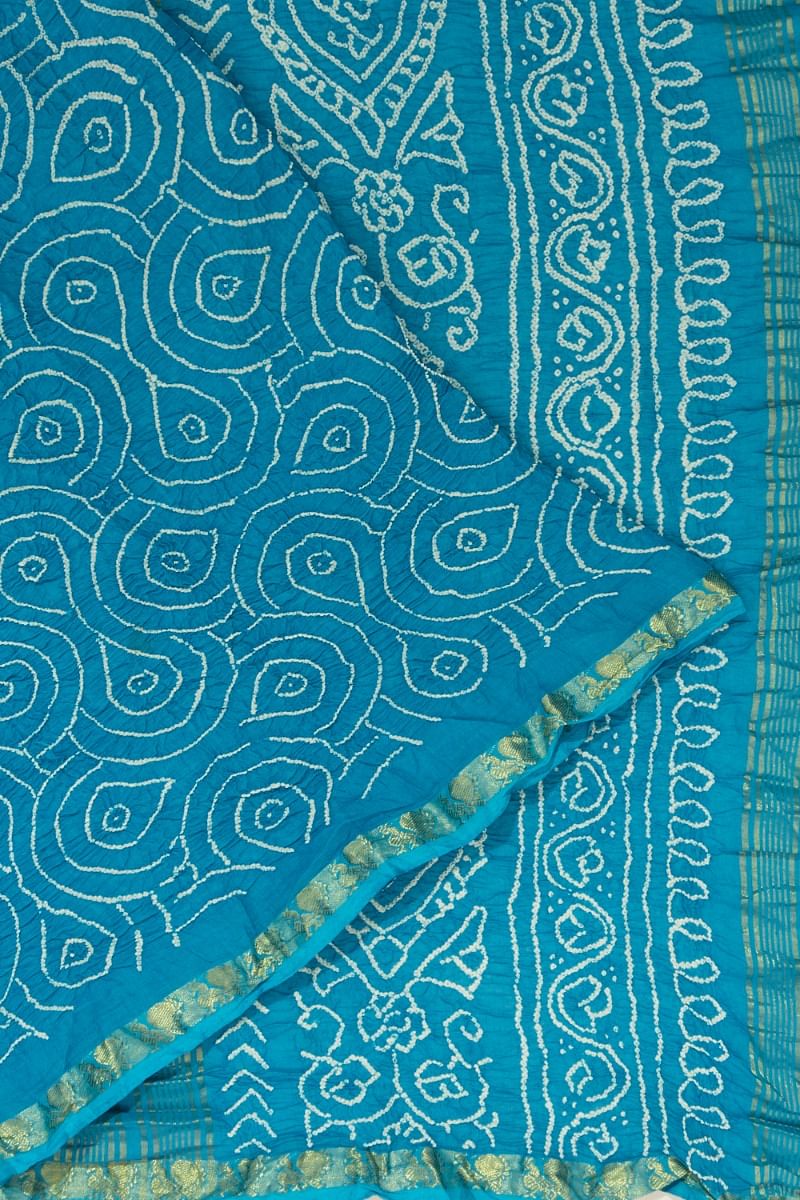 Venkatagiri Cotton Bandhani Blue Saree