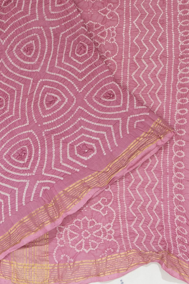 Venkatagiri Cotton Bandhani Lilac Saree