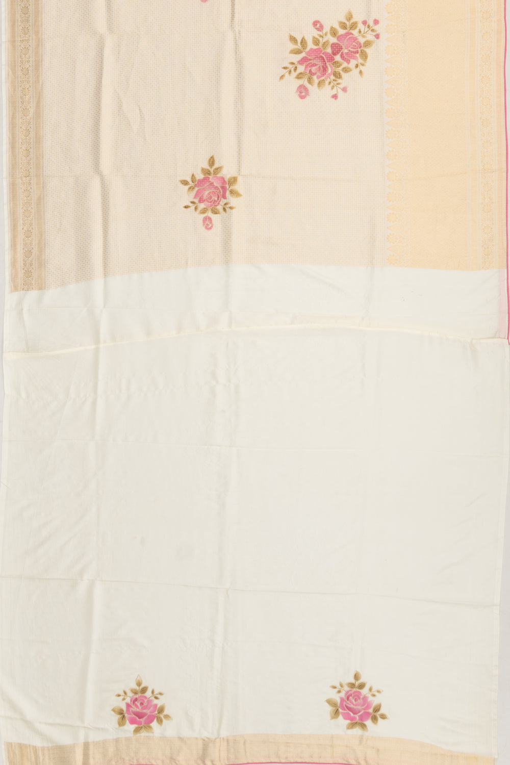 Kanchipuram Silk Brocade Cream Saree