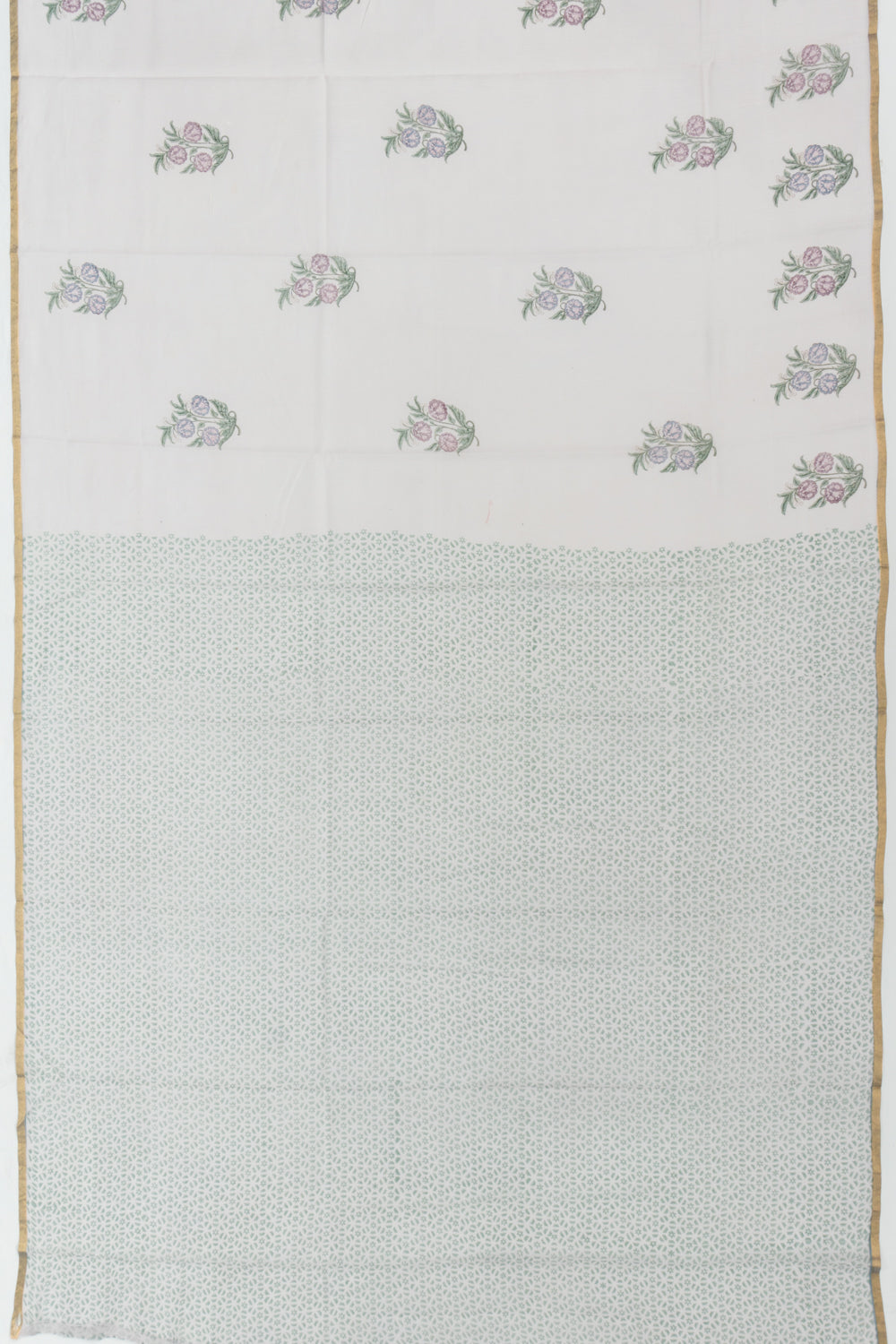 Chanderi Cotton Block Printed Lilac Saree