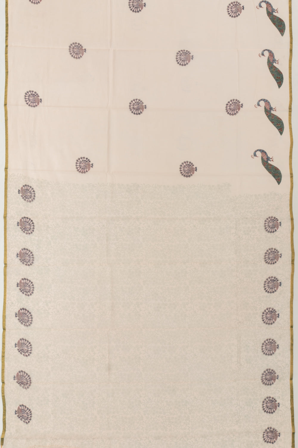 Chanderi Cotton Block Printed Pastel Orange Saree