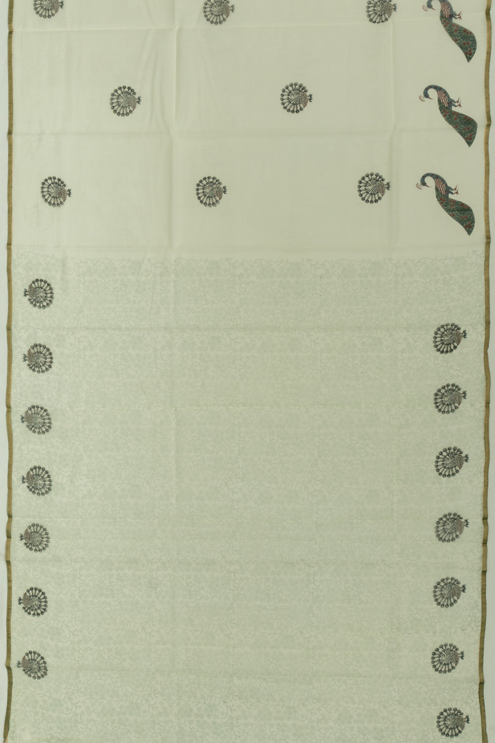 Chanderi Cotton Block Printed Pastel Green Saree