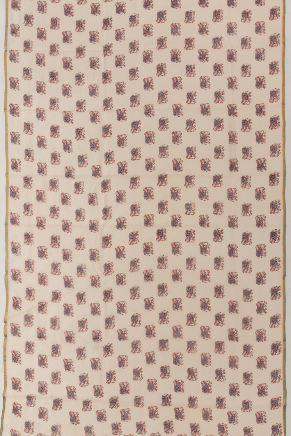 Chanderi Cotton Block Printed Pastel Orange Saree