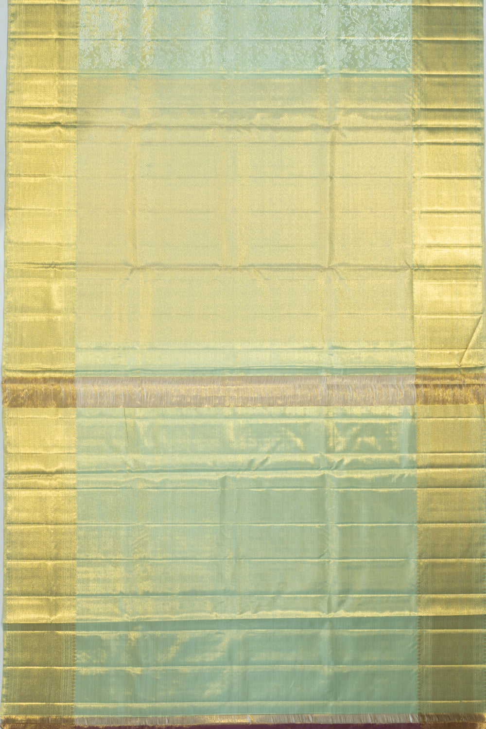 Kanchipuram Silk Tissue Jaal Sea Green Saree