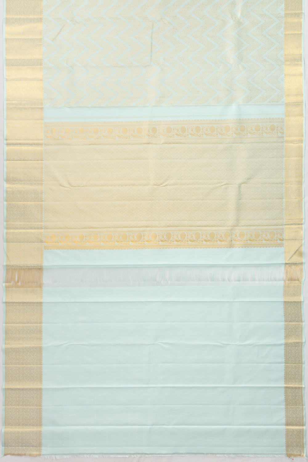 Kanchipuram Silk Zig Zag Lines Pastel Blue Saree