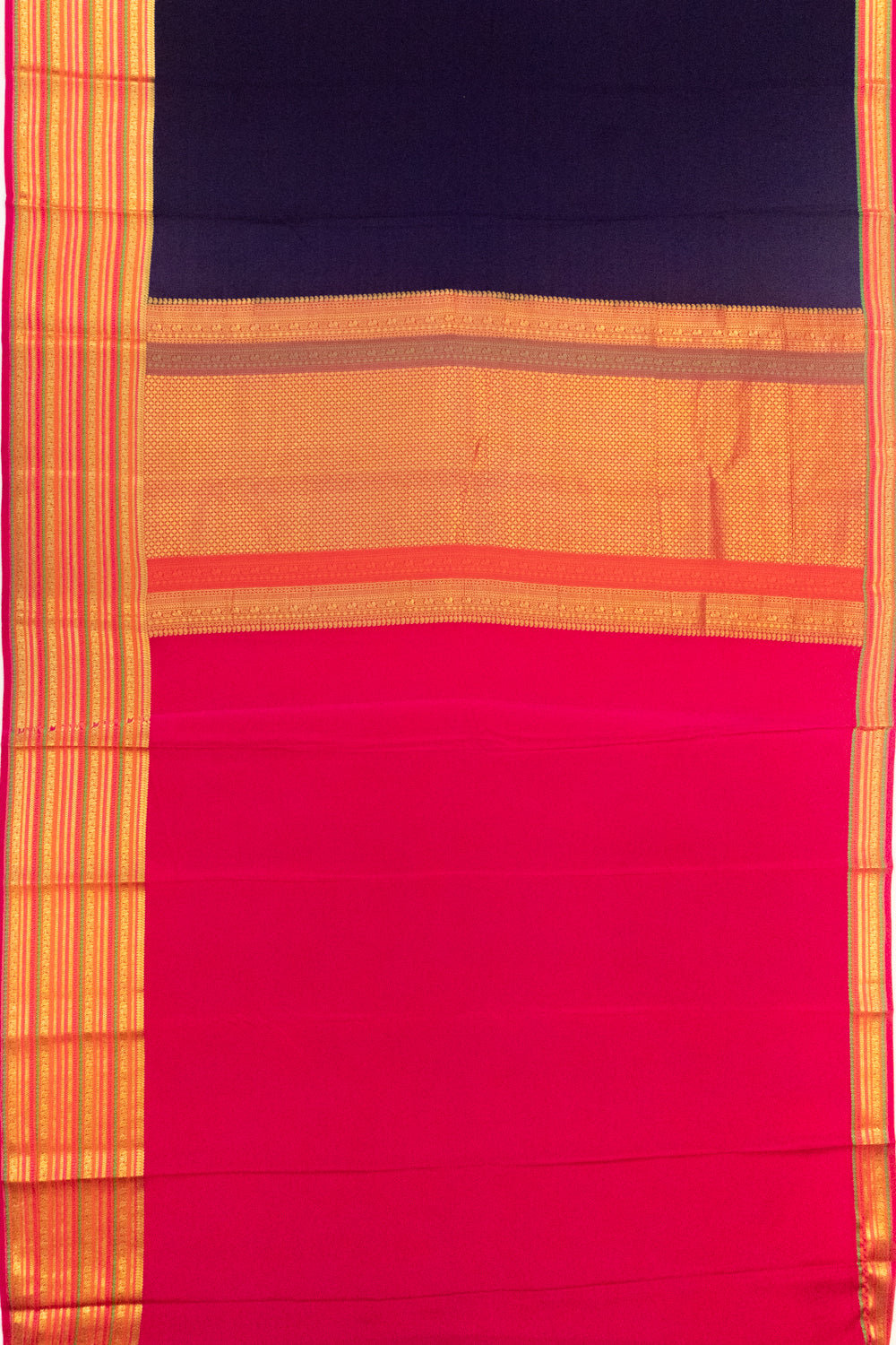 Pure Binny Silk Plain Dark Blue Saree