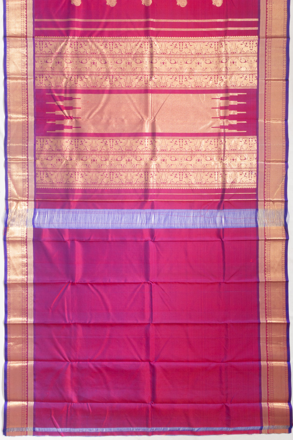 Kanchipuram Silk Butta Dual Tone Purple And Violet Saree