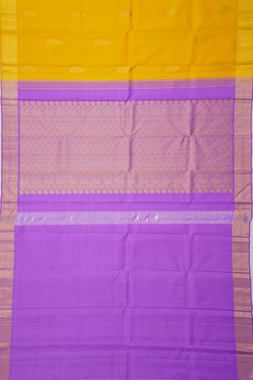 Kanchipuram Silk Butta Mustard Yellow Saree