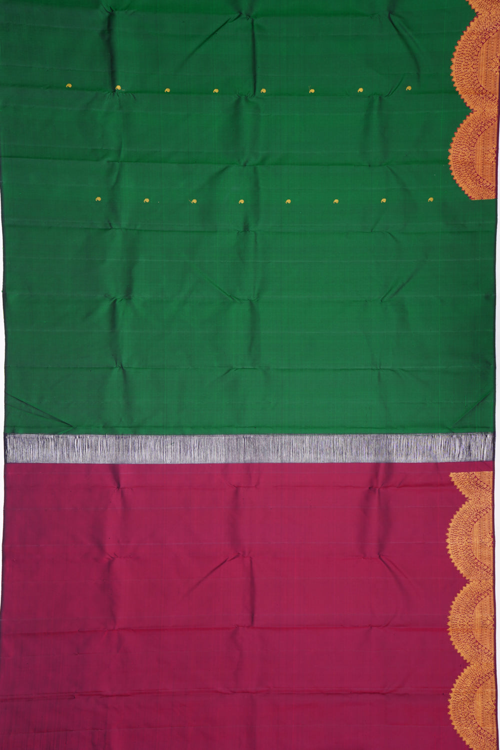 Kanchipuram Silk Butta Dark Green Saree