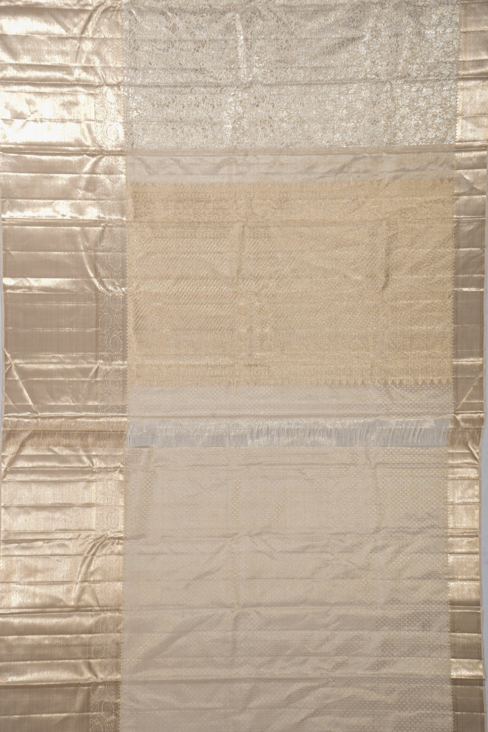 Kanchipuram Silk Tissue Brocade Cream Saree